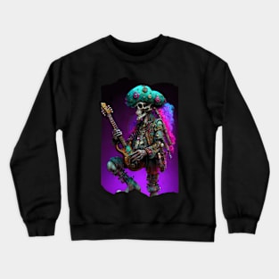 Fantasy Skeleton Pop Punk Colorful Guitarist Musician Crewneck Sweatshirt